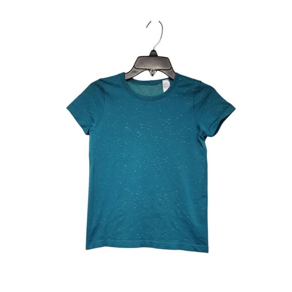 Lululemon Ivivva Lots Of 2 Short & Long Sleeve Blue & Pink Active Top M/10 - Picture 1 of 5